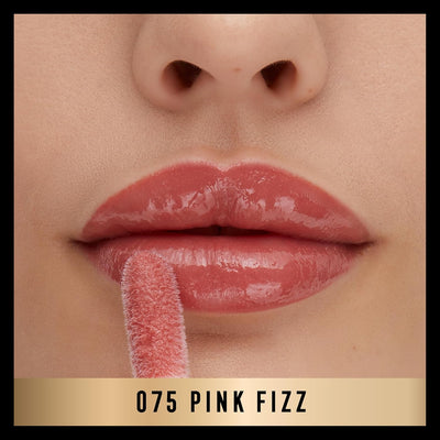 Max Factor 2000 Calorie Lip Glaze Pink Fizz, Full Shine Lip Gloss, Nourishing with Hyaluronic Acid & Squalane, Instant Plump, Non-Sticky, Vanilla-Milk Scent, Fuller Looking Lips Greenwize