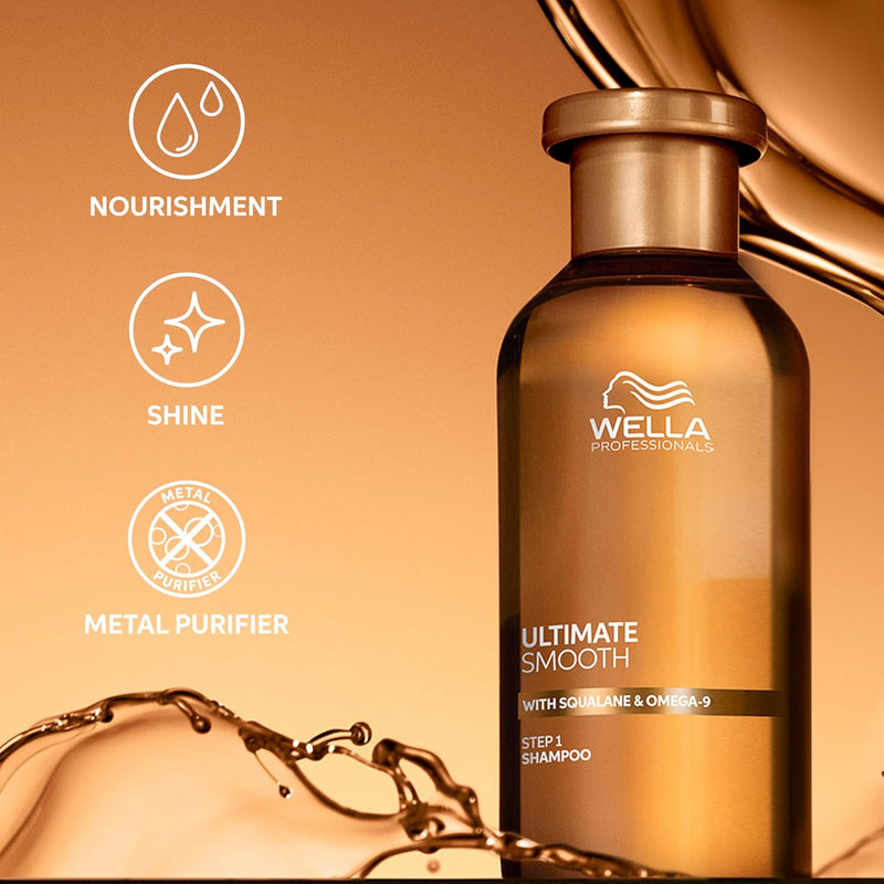 Wella Professionals Ultimate Smooth Shampoo - Nourishing Hair Shampoo With Squalane & Omega 9 - For Dry, Dull & Frizzy Hair (250ml) Wella Professionals