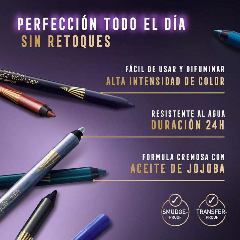 Max Factor Masterpiece Wow Liner, 500 Dark Navy, 24-Hour Wear Eyeliner, High Colour Payoff, Waterproof and Smudgeproof, Vegan Max Factor