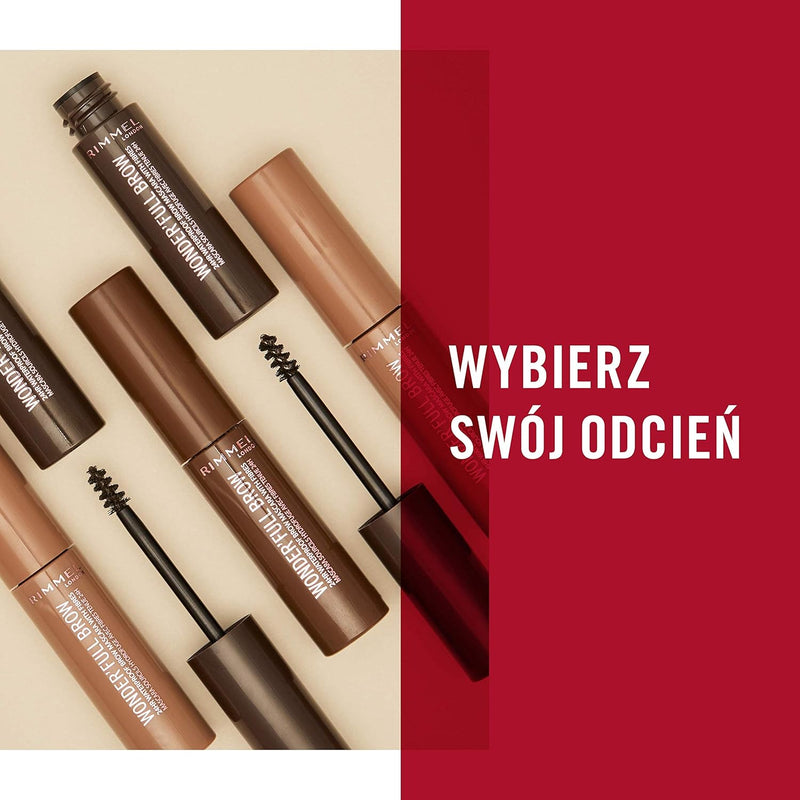 Rimmel London Wonderâ€™Full Brow 24HR Waterproof Brow Gel, with Fibres for Plump Thick Brows, Dark, 4.5 ml (Pack of 1) Rimmel