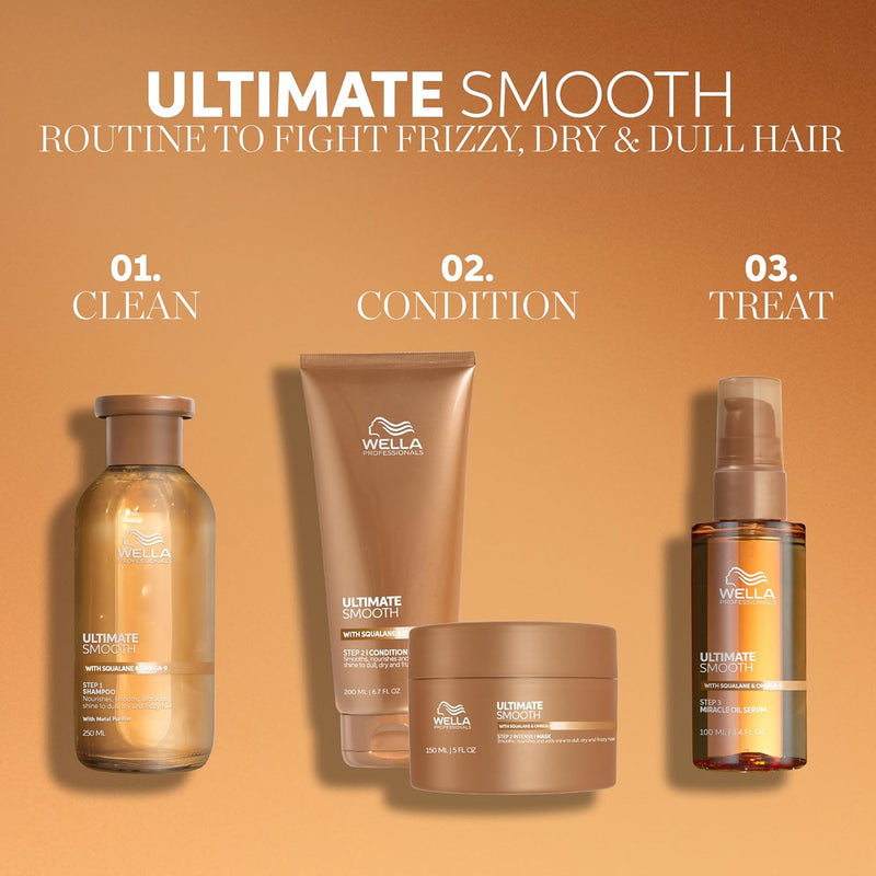 Wella Professionals Ultimate Smooth Shampoo - Nourishing Hair Shampoo With Squalane & Omega 9 - For Dry, Dull & Frizzy Hair (250ml) Wella Professionals