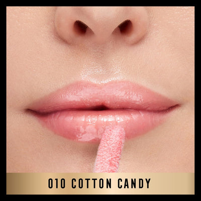 Max Factor 2000 Calorie Lip Glaze Cotton Candy, Full Shine Lip Gloss, Nourishing with Hyaluronic Acid & Squalane, Instant Plump, Non-Sticky, Vanilla-Milk Scent, Fuller Looking Lips Max Factor
