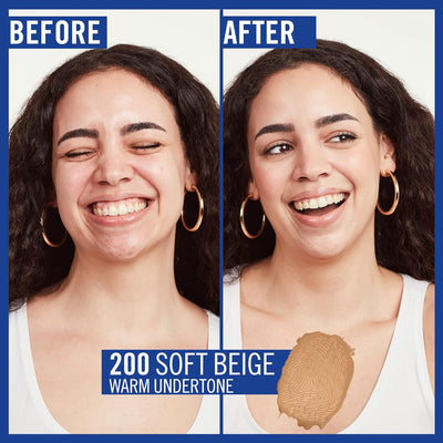 Rimmel Match Perfection Foundation 200 Soft Beige, Medium Coverage, 24hr Hydration, No Caking or Creasing, Lightweight, Reduces Imperfections, Invisible Coverage, SPF20, Cruelty Free Rimmel