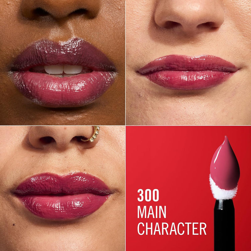 Rimmel Thrill Seeker Lip Latex, 300 Main Character, Ultra-Smooth Finish, Lasts All Day, Transfer-Proof, Infused with Aloe Vera, Hyaluronic Acid and Vitamin E, Diamond-Like Shape Applicator, Vegan Rimmel