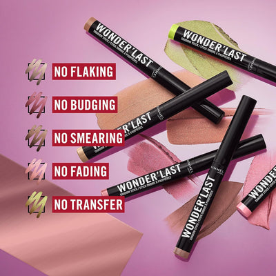 Rimmel Wonder'Last Shadow Stick, 004 Soft Bubbles, Easy To Apply, One Swipe Eyeshadow, Lasts All Day, Ultra-Creamy Formula, Buildable, Smudgeproof, Vegan Greenwize