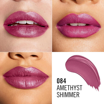 Rimmel Lasting Finish Lipstick 084 Amethyst Shimmer, Creamy Satin Finish, Long Lasting 8 HR Wear, Comfortable Formula, Rich Pigment Rimmel