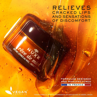 Nuxe Reve de Miel Honey Lip Balm 15ml, Repairing Lip Balm, Nourishes & Softens Very Dry Lips, With Honey & Beehive Ingredients, Daily or Overnight Use, Vegan Formula Greenwize