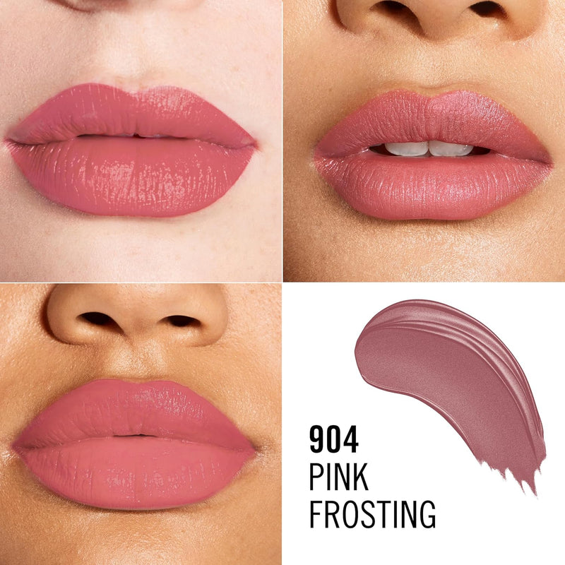Rimmel Lasting Finish Lipstick 904 Pink Frosting, Creamy Satin Finish, Long Lasting 8 HR Wear, Comfortable Formula, Rich Pigment Rimmel
