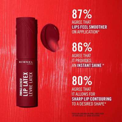 Rimmel Thrill Seeker Lip Latex, 150 Magnetic, Ultra-Smooth Finish, Lasts All Day, Transfer-Proof, Infused with Aloe Vera, Hyaluronic Acid and Vitamin E, Diamond-Like Shape Applicator, Vegan Rimmel