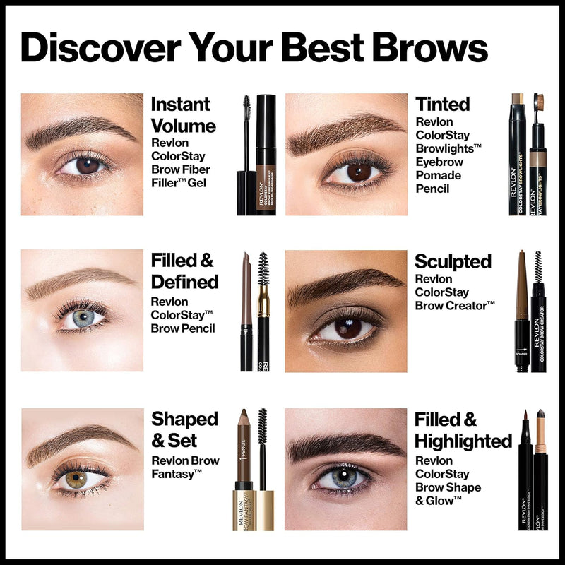 Revlon Colorstay Eyebrow Pencil with Spoolie Brush, Waterproof, Longwearing, Angled Tip Applicator for Perfect Brows, Soft Black (225) Greenwize