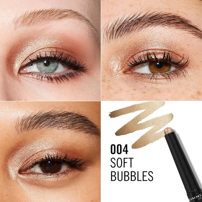 Rimmel Wonder'Last Shadow Stick, 004 Soft Bubbles, Easy To Apply, One Swipe Eyeshadow, Lasts All Day, Ultra-Creamy Formula, Buildable, Smudgeproof, Vegan Greenwize