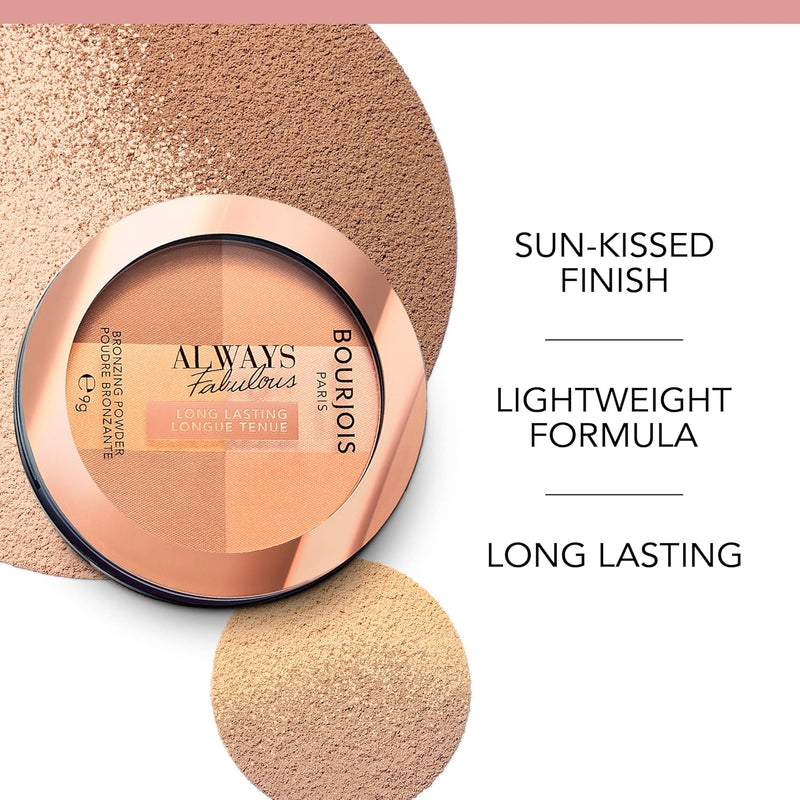 Bourjois, Always Fabulous Long-Lasting Bronzing Powder, Bronzing Powder with Long Lasting Luminous Finish - 001 Medium Bourjois