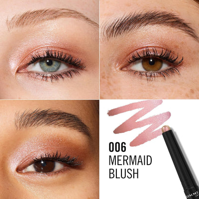 Rimmel Wonder'Last Shadow Stick, 006 Mermaid Blush, Easy To Apply, One Swipe Eyeshadow, Lasts All Day, Ultra-Creamy Formula, Buildable, Smudgeproof, Vegan Greenwize