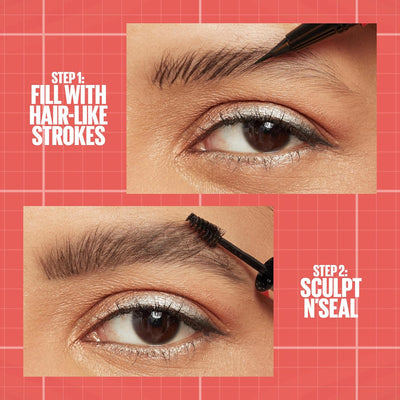 Maybelline New York, Build A Brow: 2 in 1 Brow Pen + Sealing Gel, Real-looking, Fuller Brows, Waterproof, Sweat- & Smudge-resistant, 24H Wear, Vegan Formula, Shade 250: Blonde Greenwize