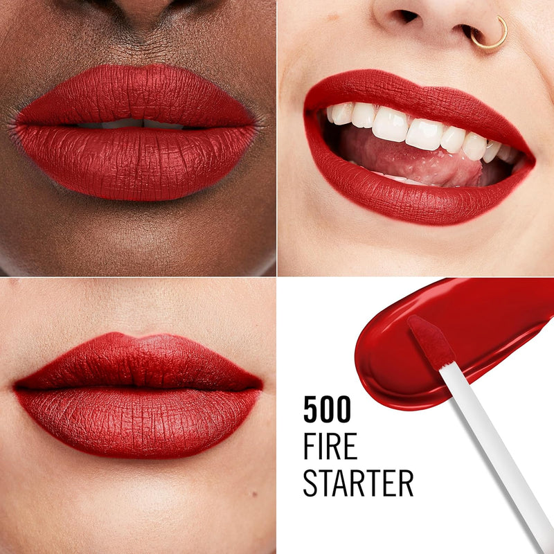 Rimmel London Lasting Mega Matte Liquid Lipstick, Long-Lasting, Hydrating, Vegan Formula - 500 - Fire Starter, 7.4ml Rimmel