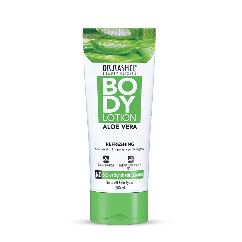 Dr. Rashel Aloe Vera Body Lotion with Glycerin & Aloe Vera Extracts for Deep Moisturizing, Soothing Care, and Soft, Smooth & Hydrated Skin – 200 ml Dr. Rashel