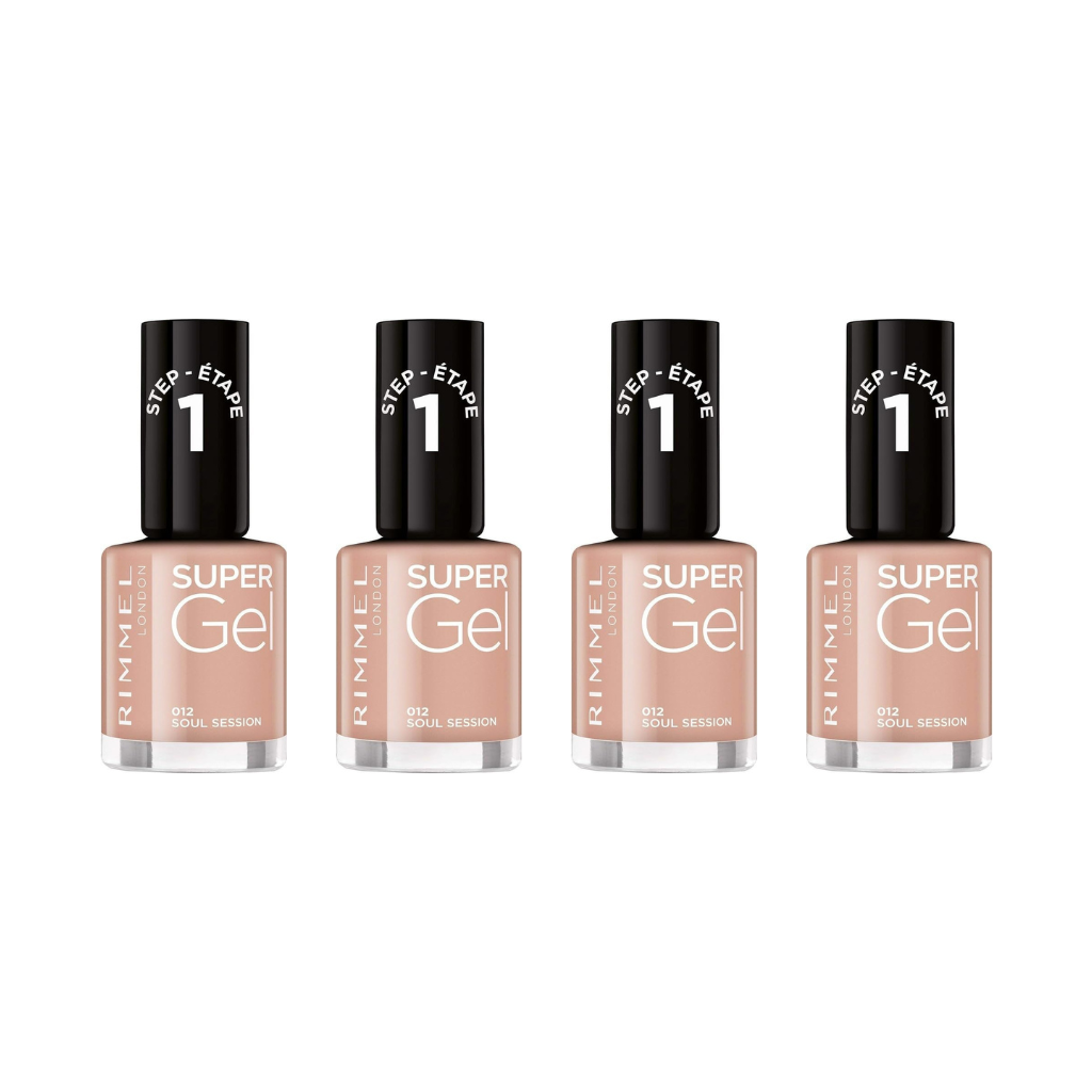 Rimmel London Super Gel Nail Polish, Packaging May Vary, 12 Soul Session, 12 ml (Pack of 4) Rimmel