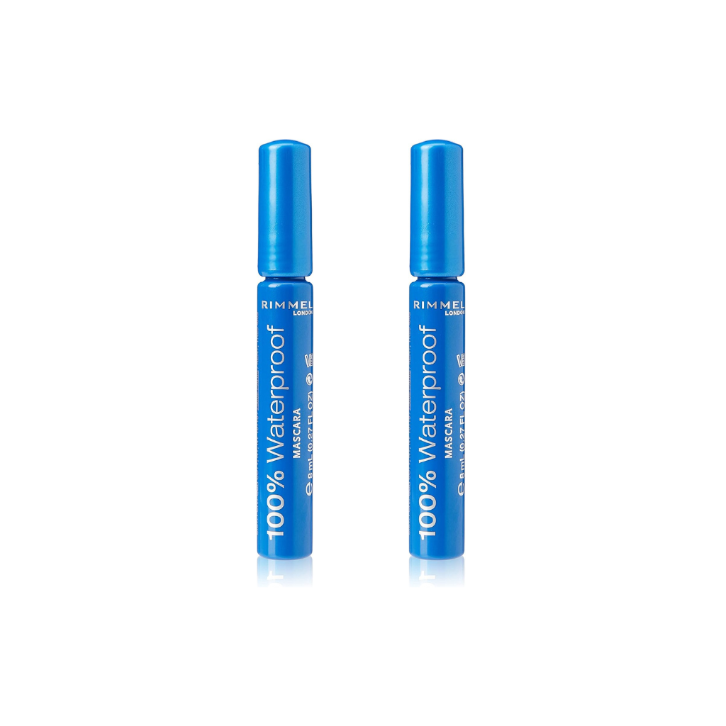 Rimmel 100% Waterproof Long-lasting Mascara, Black, 8ml (Pack of 2) Rimmel