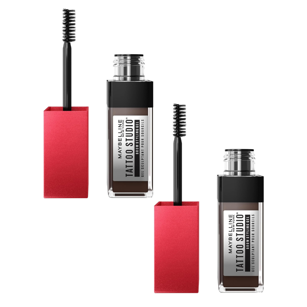 Maybelline Eyebrow Gel Tint, Waterproof and Smudge proof, Long-lasting Peel Off Tint, Semi Permanent Brow Gel, Tattoo Brow 36hr, Deep Brown (Pack of 2) Maybelline