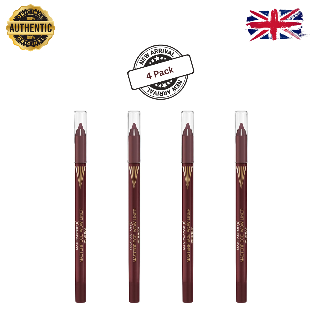 Max Factor Masterpiece Wow Liner, 190 Sweet Fig, 24-Hour Wear Eyeliner, High Colour Payoff, Waterproof and Smudgeproof, Vegan (Pack of 4) ‎Max Factor