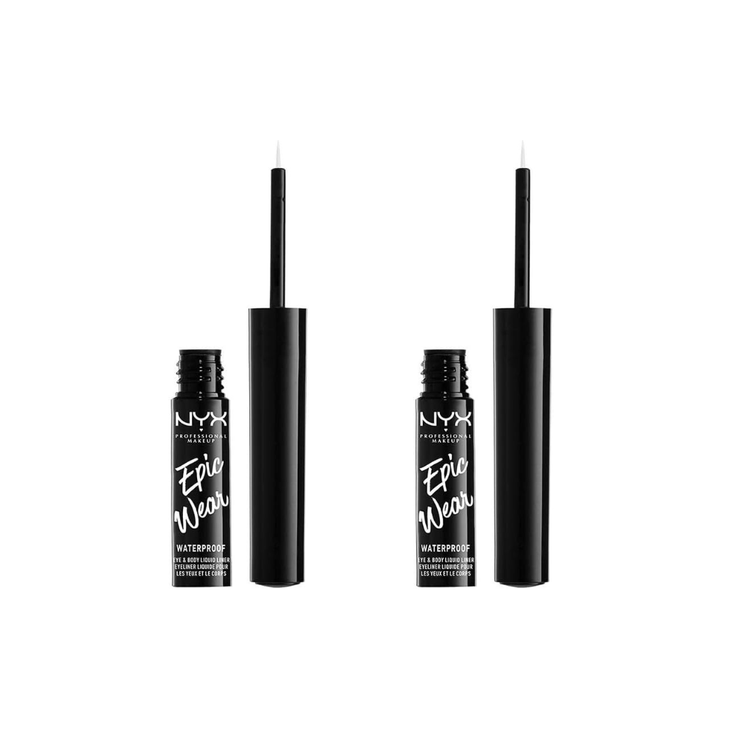 NYX Professional Makeup Epic Wear Semi-Permanent Liquid Liner, Longwearing, Waterproof, Eye Liner and Body Art, Matte Finish, Colour: White (Pack of 2) NYX Professional