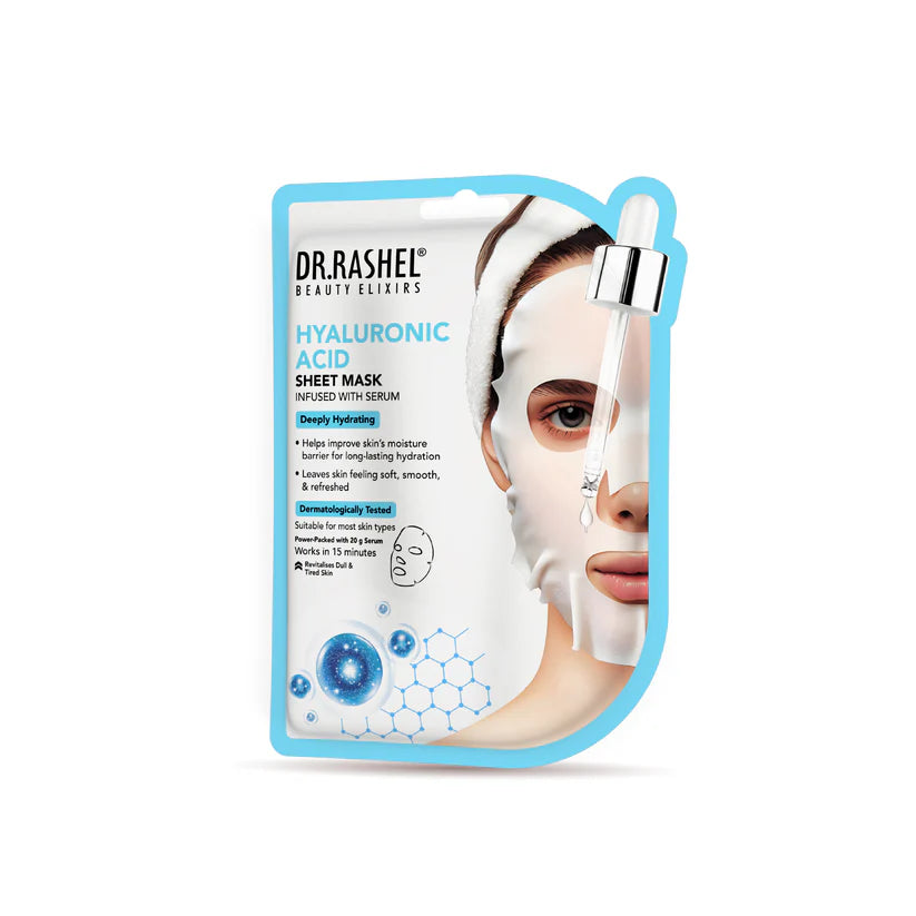 DR.RASHEL Hyaluronic Face Sheet Mask with Serum for Women and Men, Repairing, Nourishing, Soothing & Hydrating for All Skin Types, Paraben Free Dr. Rashel