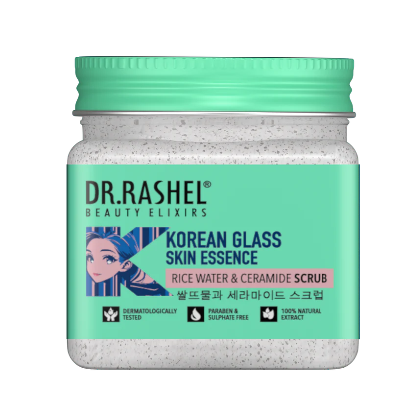 DR. RASHEL Korean Face & Body Scrub with Rice Water & Ceramide for Glass Skin, Deep Cleansing, Exfoliation, Skin Brightening & Glowing Skin – 45 ml Dr. Rashel