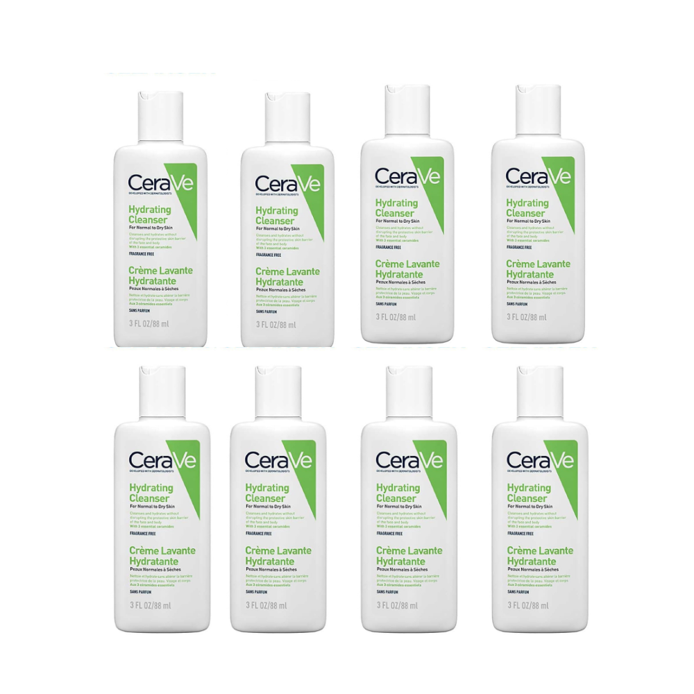 CeraVe Travel Size Hydrating Cleanser for Normal to Dry Skin 88ml (Pack of 8) CeraVe