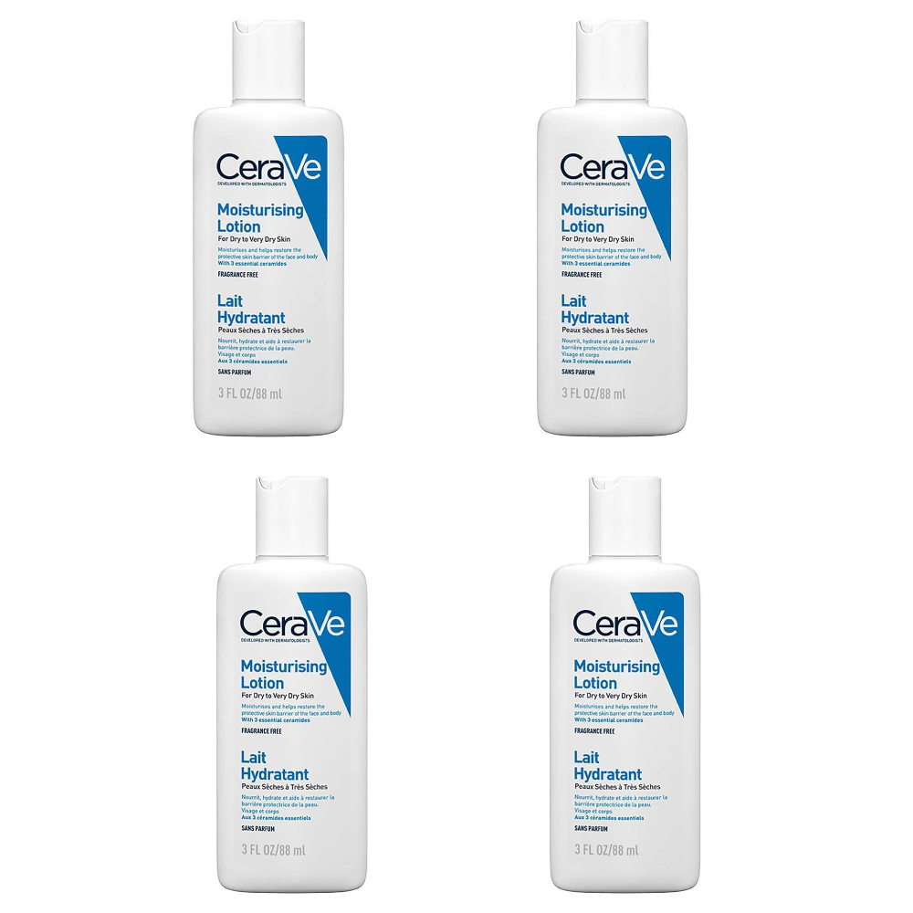 CeraVe Travel Size Moisturising Lotion for Dry Skin 88ml (Pack of 4) CeraVe