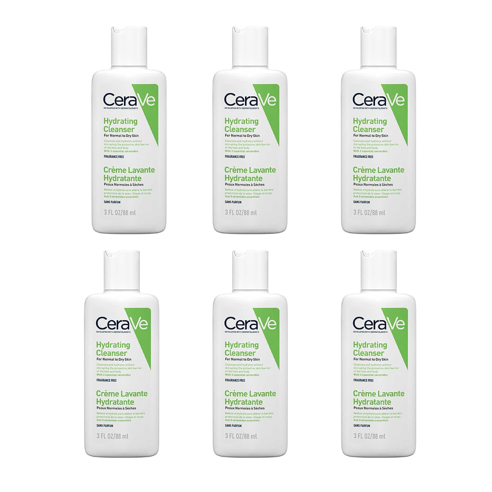 CeraVe Travel Size Hydrating Cleanser for Normal to Dry Skin 88ml (Pack of 6) CeraVe