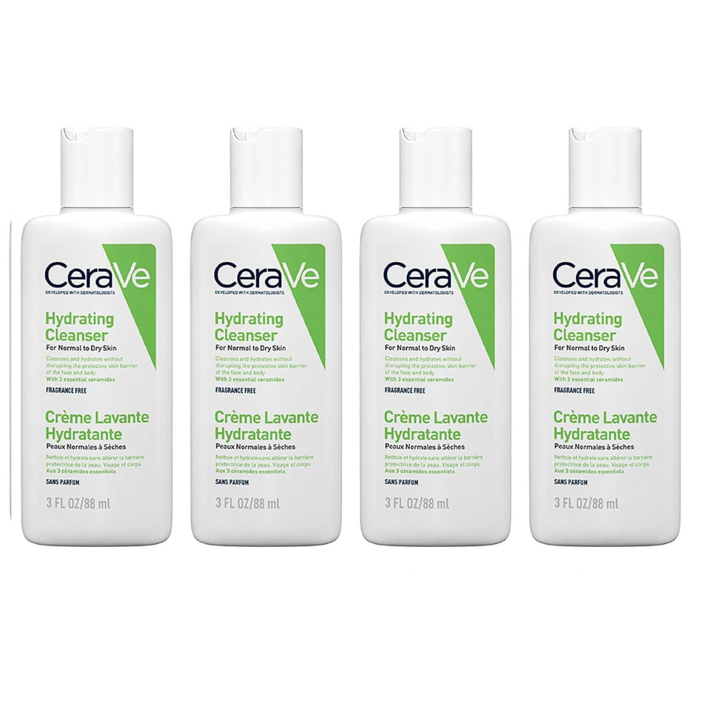 CeraVe Travel Size Hydrating Cleanser for Normal to Dry Skin 88ml (Pack of 4) CeraVe