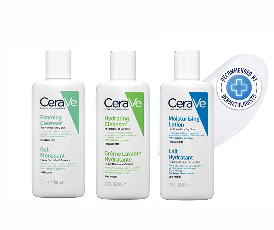 CeraVe Travel Moisturising 88ml+ Foaming r 88ml + Hydrating Cleanser 88ml(Combo) CeraVe