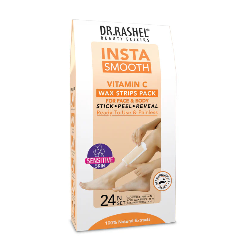 DR.Rashel Insta Smooth Vitamin C Wax Strips Pack For Face & Body (24 Wax Strips) Dr. Rashel