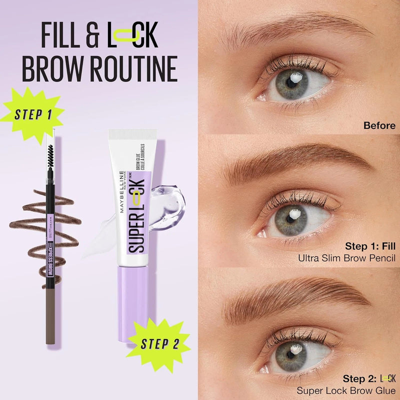 Maybelline New York, Superlock Brow Glue, Transparent Brow Fixing Gel, with Scul Maybelline New York