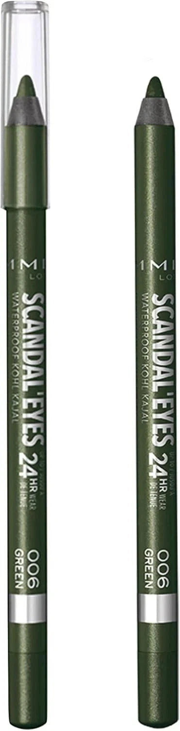 Rimmel Scandal'Eyes Waterproof Eyeliner, green , 1.3 Gram, Pencil (Pack of 2) Rimmel